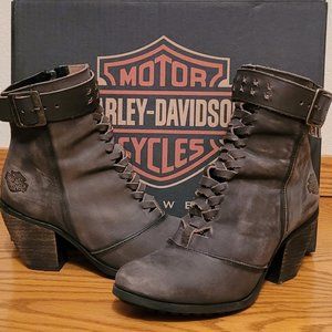 Distressed leather Harley Davidson boots
